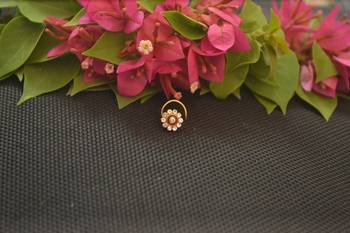 Designer Gold Plated cubic zirconia nose ring or nose pin 2