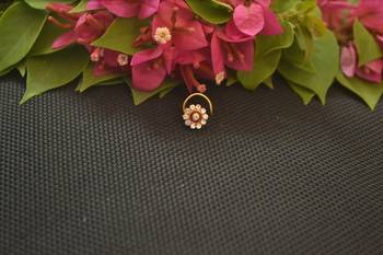 Designer Gold Plated cubic zirconia nose ring or nose pin 3