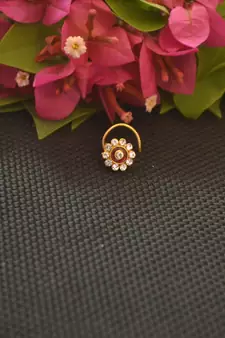 Designer Gold Plated cubic zirconia nose ring or nose pin