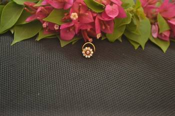 Designer Gold Plated cubic zirconia nose ring or nose pin 4
