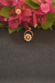 Designer Gold Plated cubic zirconia nose ring or nose pin
