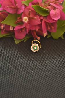 Designer Gold Plated cubic zirconia nose ring or nose pin