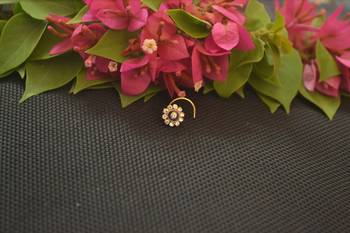 Designer Gold Plated cubic zirconia nose ring or nose pin 1