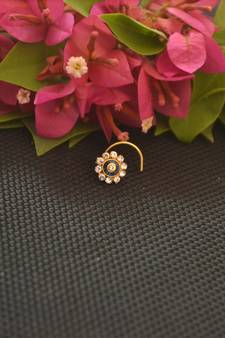 Designer Gold Plated cubic zirconia nose ring or nose pin