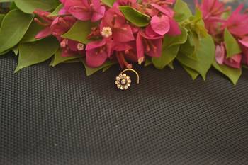 Designer Gold Plated cubic zirconia nose ring or nose pin 2