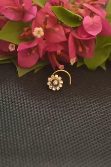 Designer Gold Plated cubic zirconia nose ring or nose pin