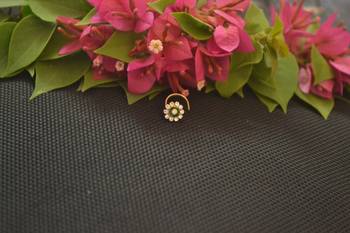 Designer Gold Plated cubic zirconia nose ring or nose pin 1
