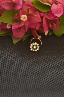 Designer Gold Plated cubic zirconia nose ring or nose pin
