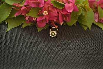 Designer Gold Plated cubic zirconia nose ring or nose pin 3