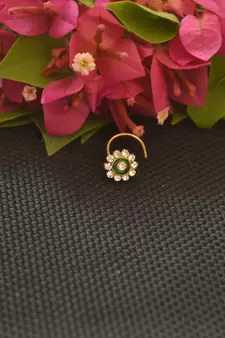 Designer Gold Plated cubic zirconia nose ring or nose pin