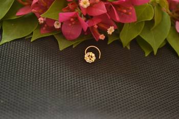 Designer Gold Plated cubic zirconia nose ring or nose pin 1