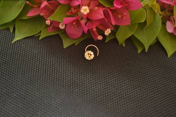 Designer Gold Plated cubic zirconia nose ring or nose pin 2