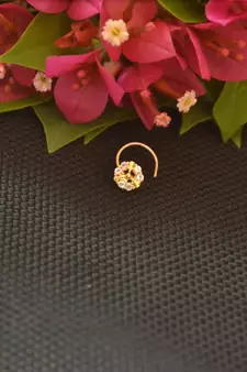 Designer Gold Plated cubic zirconia nose ring or nose pin