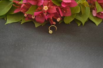 Designer Gold Plated cubic zirconia nose ring or nose pin 1