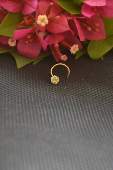 Designer Gold Plated cubic zirconia nose ring or nose pin