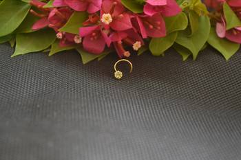 Designer Gold Plated cubic zirconia nose ring or nose pin 2