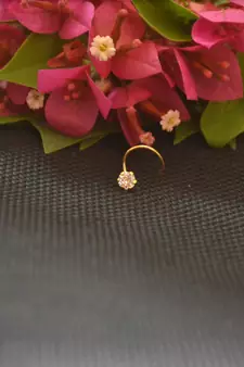 Designer Gold Plated cubic zirconia nose ring or nose pin