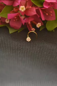 Designer Gold Plated cubic zirconia nose ring or nose pin