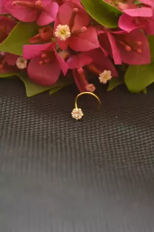 Designer Gold Plated cubic zirconia nose ring or nose pin