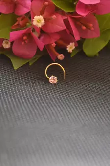 Designer Gold Plated cubic zirconia nose ring or nose pin