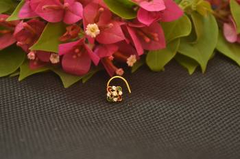 Designer Gold Plated cubic zirconia nose ring or nose pin 1