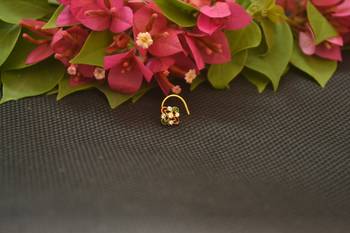 Designer Gold Plated cubic zirconia nose ring or nose pin 2