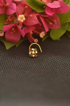 Designer Gold Plated cubic zirconia nose ring or nose pin