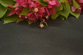 Designer Gold Plated cubic zirconia nose ring or nose pin 2