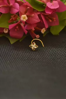 Designer Gold Plated cubic zirconia nose ring or nose pin