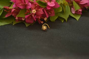 Designer Gold Plated cubic zirconia nose ring or nose pin 3