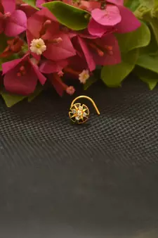 Designer Gold Plated cubic zirconia nose ring or nose pin