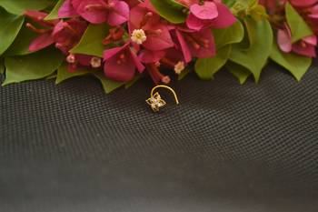 Designer Gold Plated cubic zirconia nose ring or nose pin 4