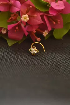 Designer Gold Plated cubic zirconia nose ring or nose pin