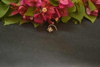 Designer Gold Plated cubic zirconia nose ring or nose pin 5