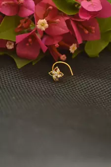 Designer Gold Plated cubic zirconia nose ring or nose pin