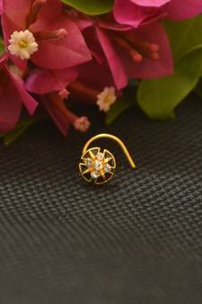 Gold cubic zirconia nose-ring