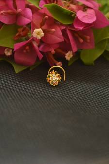 Designer Gold Plated cubic zirconia nose ring or nose pin