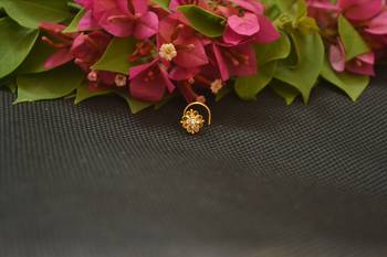 Designer Gold Plated cubic zirconia nose ring or nose pin 2