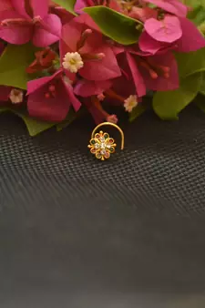 Designer Gold Plated cubic zirconia nose ring or nose pin