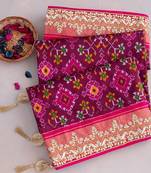 New Super Trending Patola silk saree Collection havy sequence and gota Embroidery work with ladkan