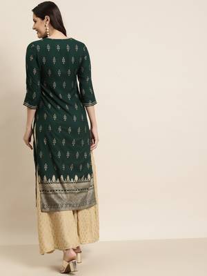 Jadegreen Rayon Printed Straight Kurta 2