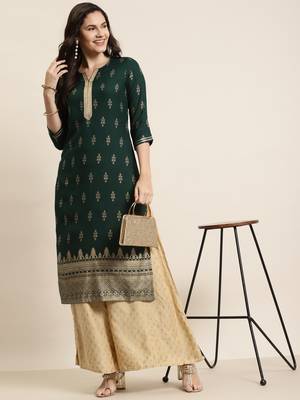 Jadegreen Rayon Printed Straight Kurta 3