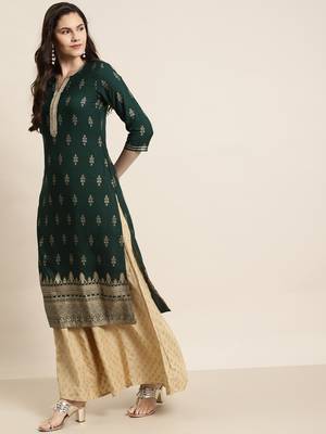 Jadegreen Rayon Printed Straight Kurta 4