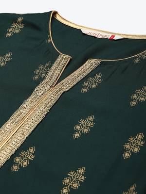 Jadegreen Rayon Printed Straight Kurta 5