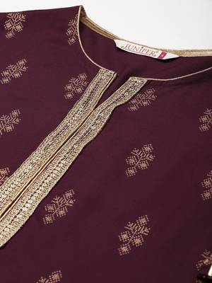 Wine Rayon Printed Straight Kurta 5