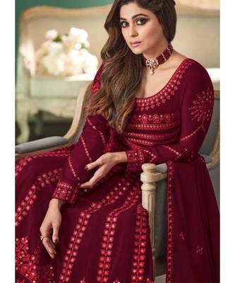 Maroon Embroidery georgette top & bottom with dupatta 2