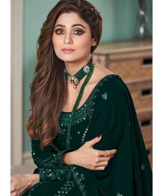 Green Embroidery georgette top & bottom with dupatta 2