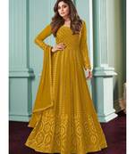 Yellow Embroidery georgette top & bottom with dupatta