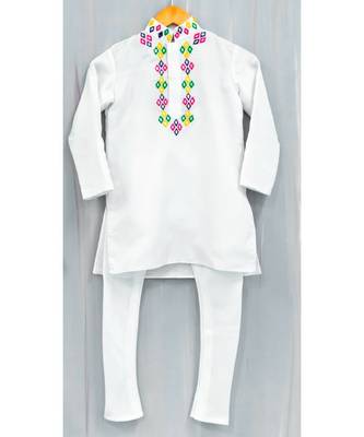 white mirror work kurta paijama 1