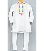 white mirror work kurta paijama